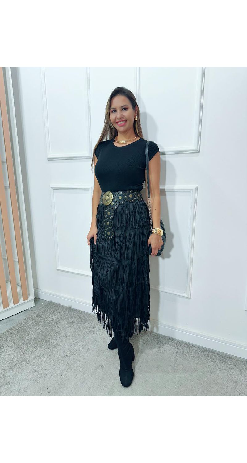Saia midi Amanda franjas Ref:3546