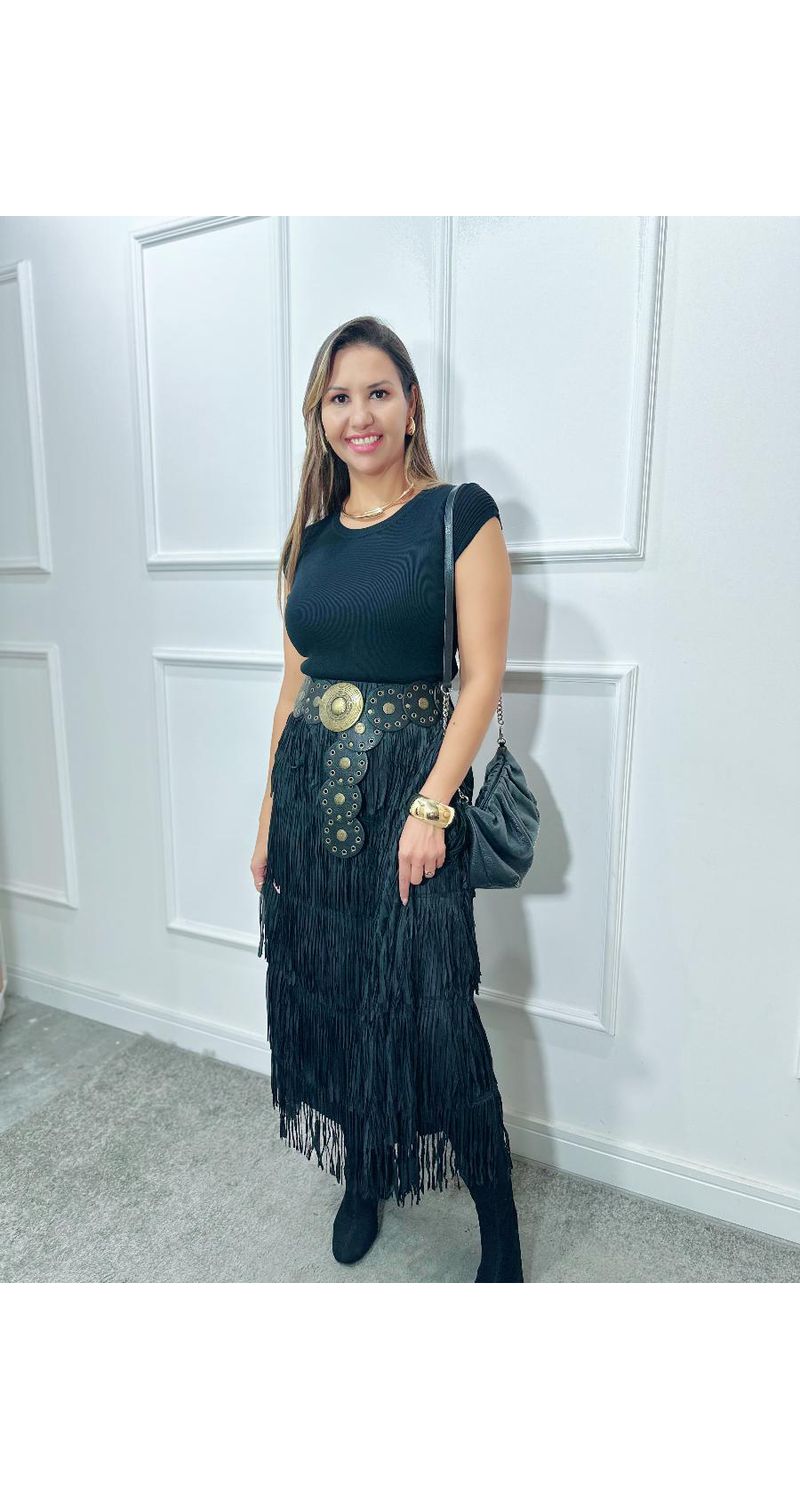 Saia midi Amanda franjas Ref:3546