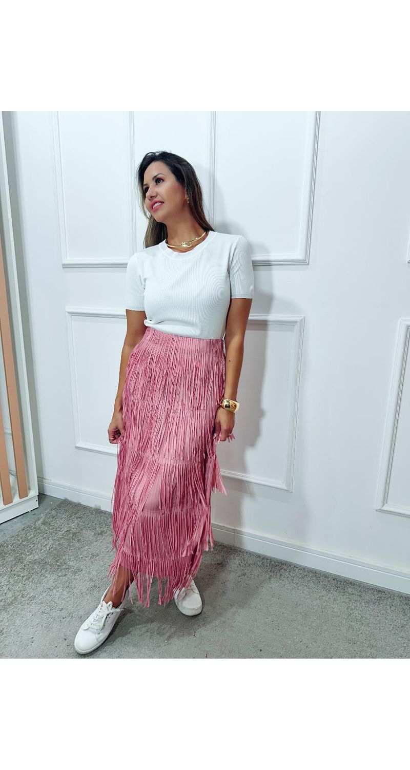 Saia midi Amanda franjas Ref:3546