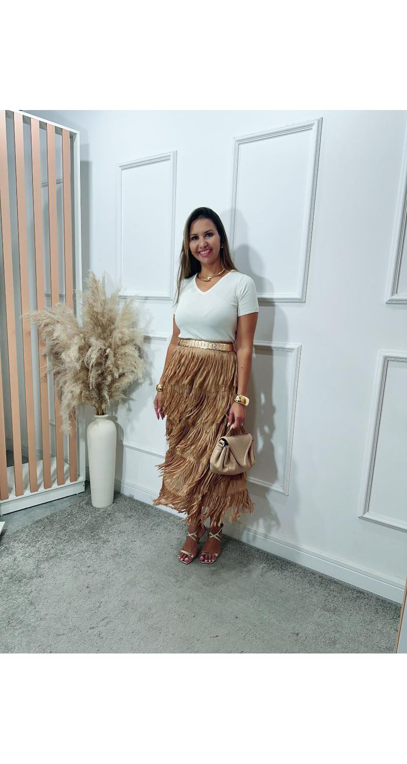 Saia midi Amanda franjas Ref:3546