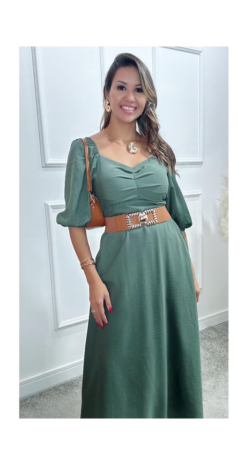 Vestido longuete Poliana manga 3/4 Ref:3551