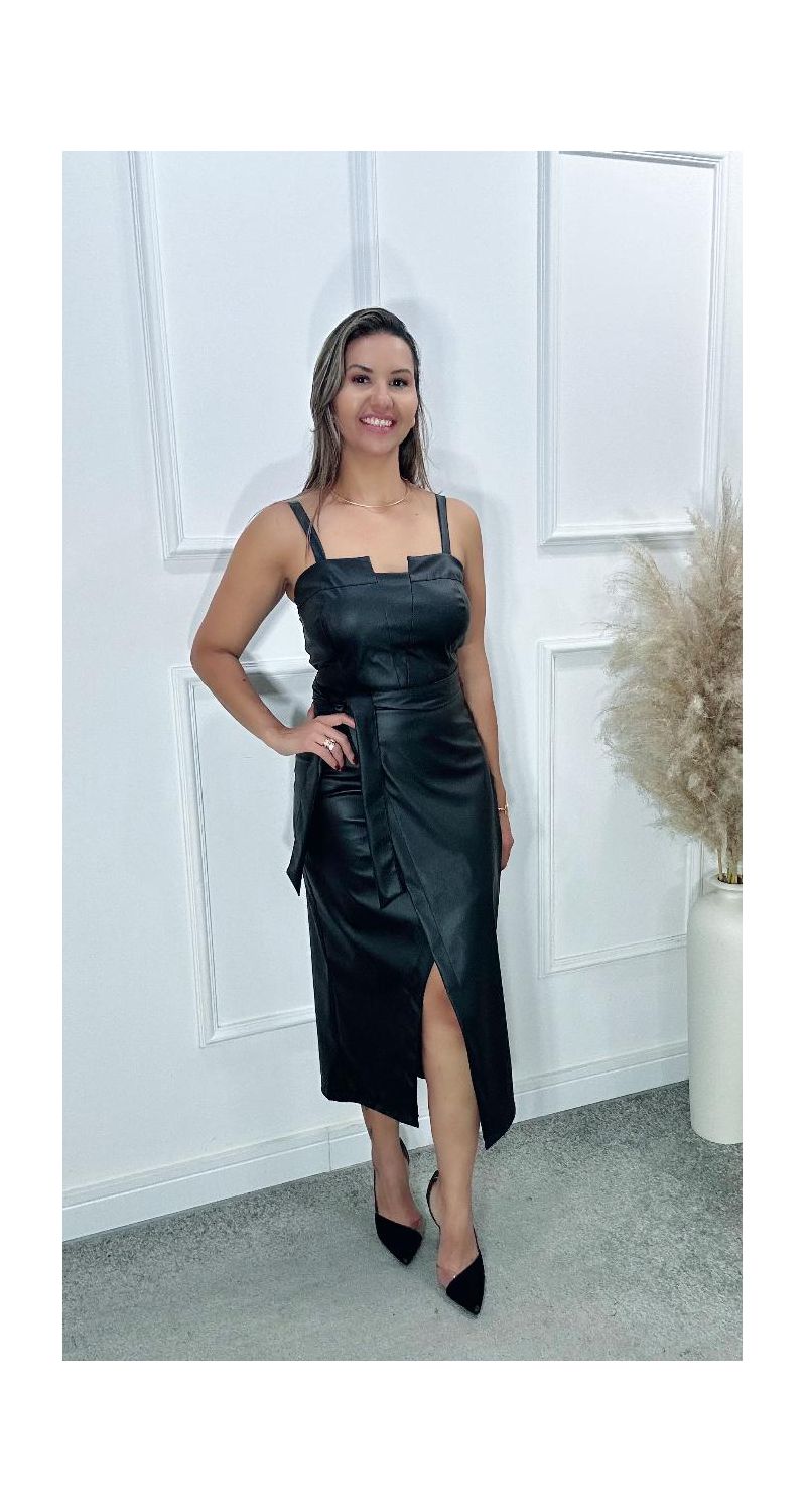 VESTIDO MIDI FEM FLORIE COURO NICOLY REF:1