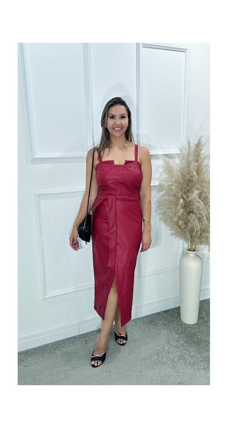 VESTIDO MIDI FEM FLORIE COURO NICOLY REF:1