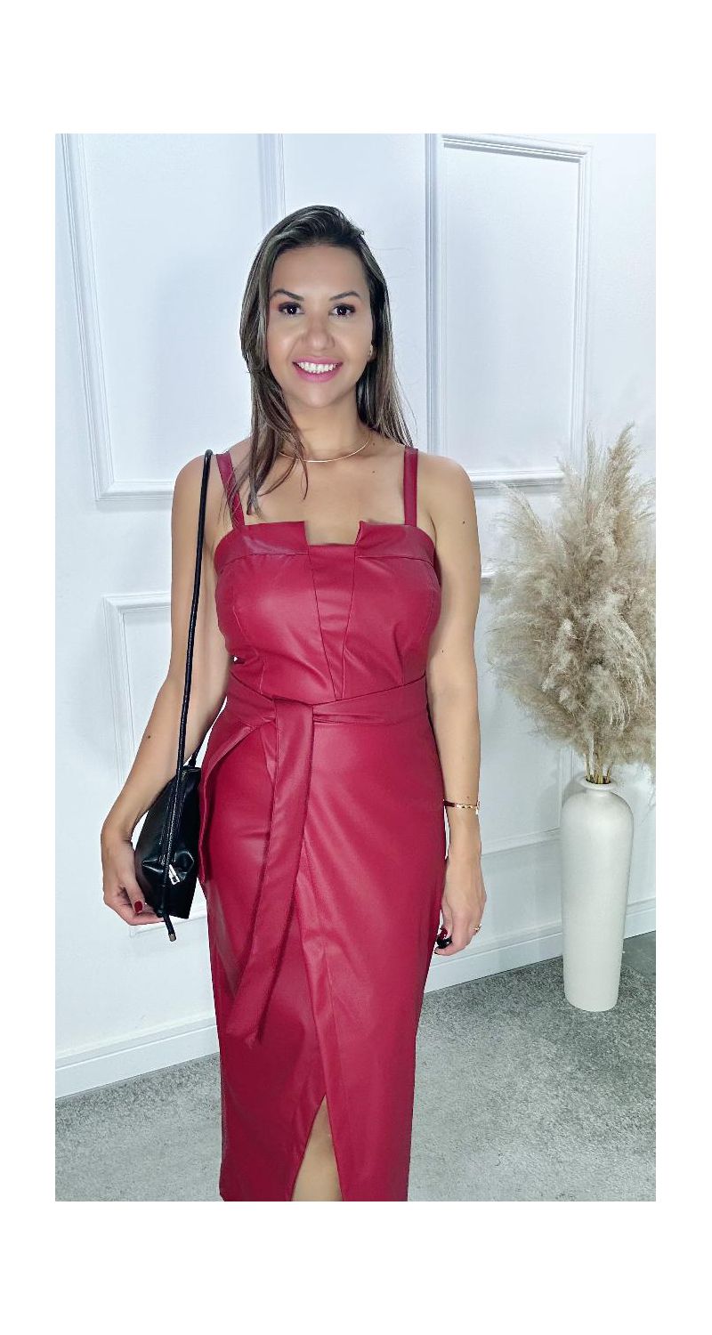 VESTIDO MIDI FEM FLORIE COURO NICOLY REF:1