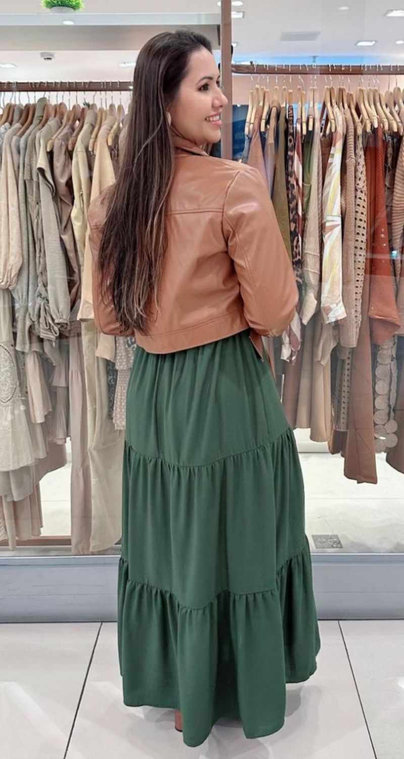 Vestido Longo de Manga Longa Princesa Verde