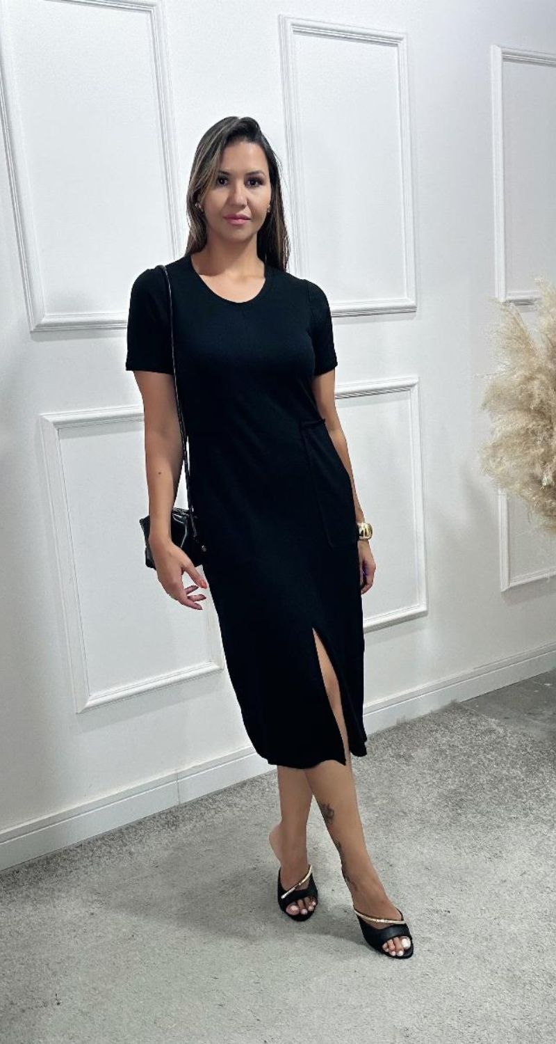 Vestido Laura Midi Moletinho Preto