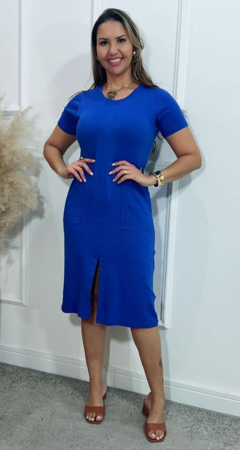 Vestido Laura Midi Moletinho Azul