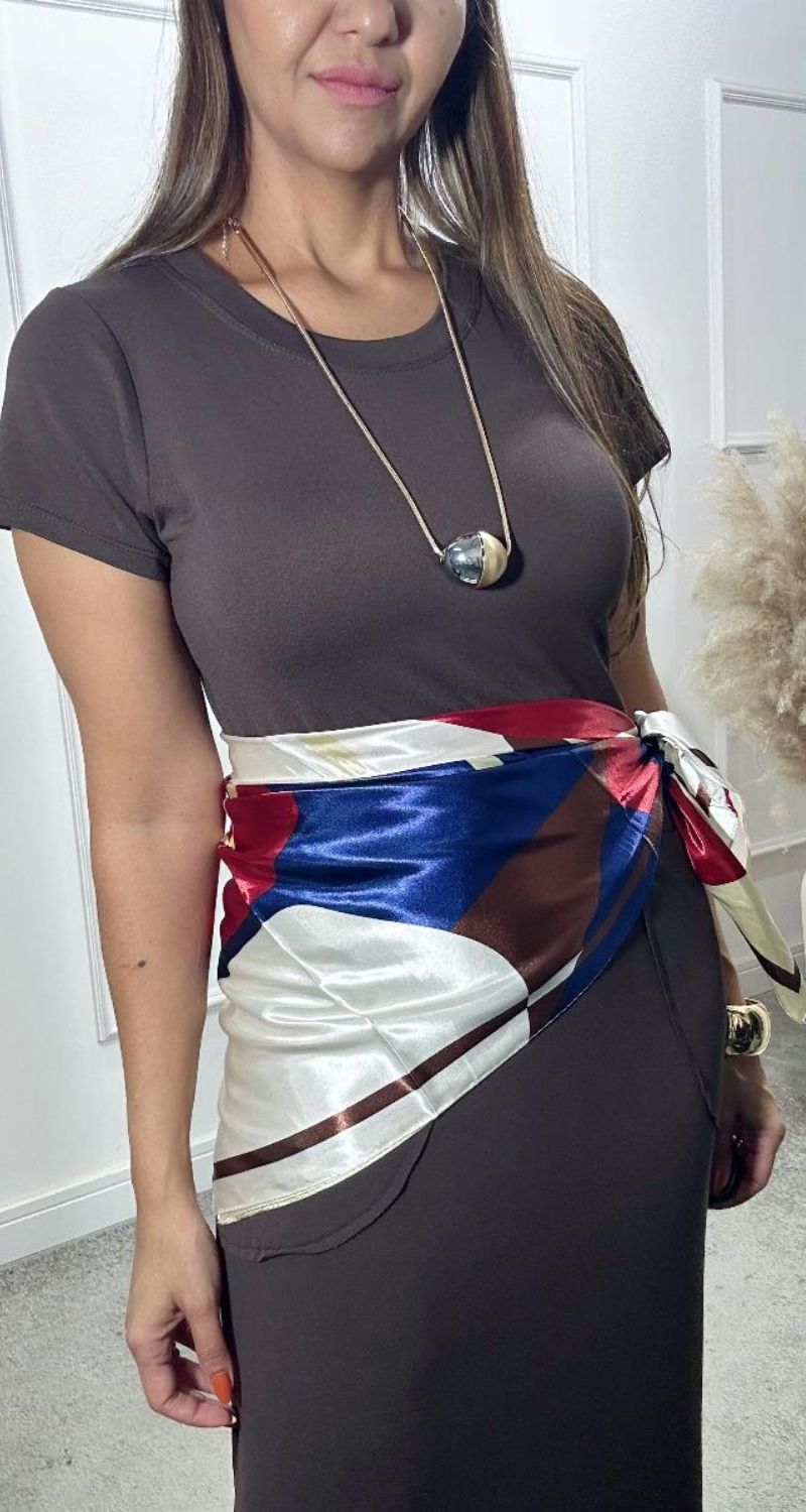 Vestido Longuete Ariede Marrom