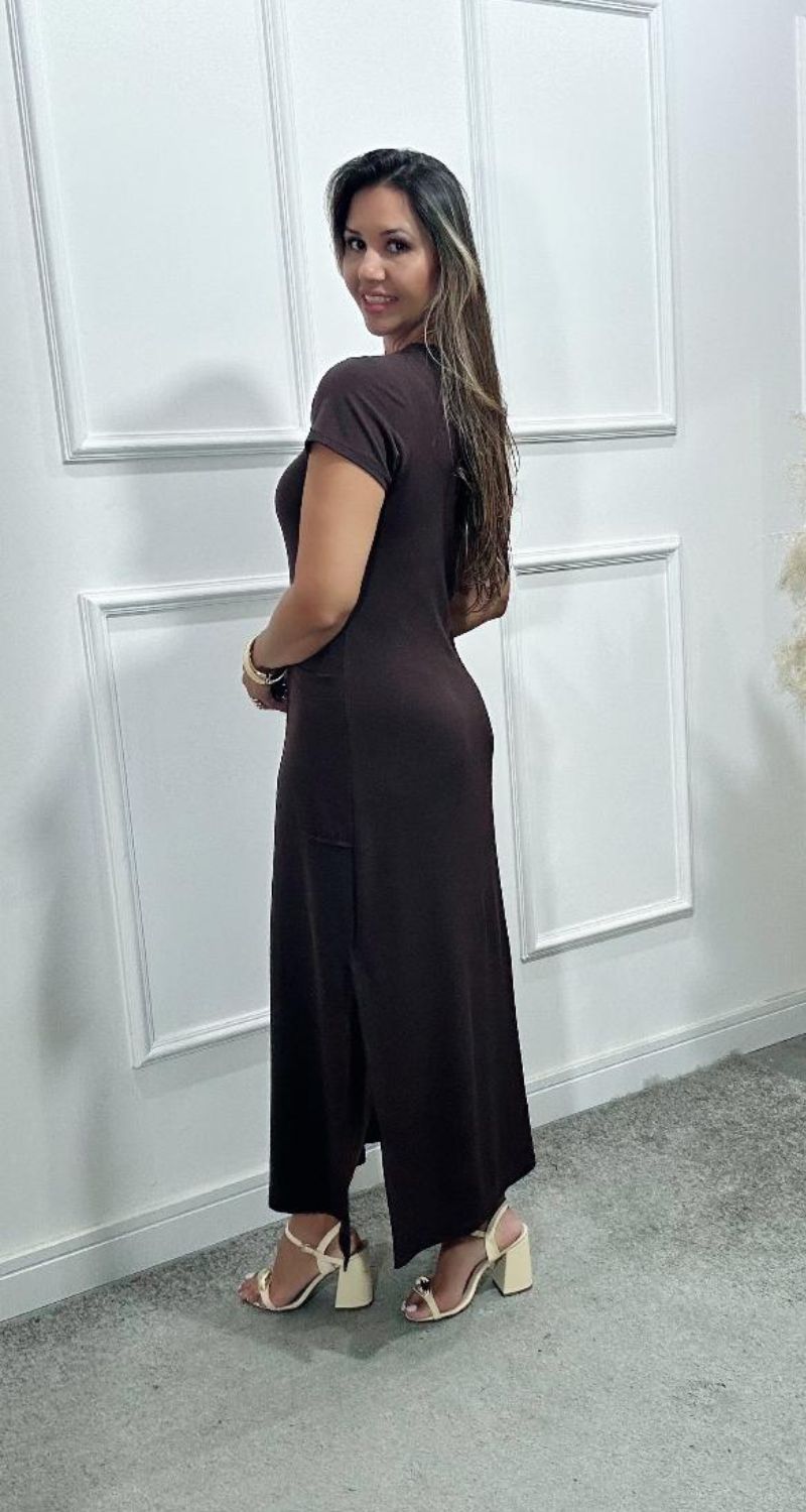 Vestido Longuete Ariede Marrom