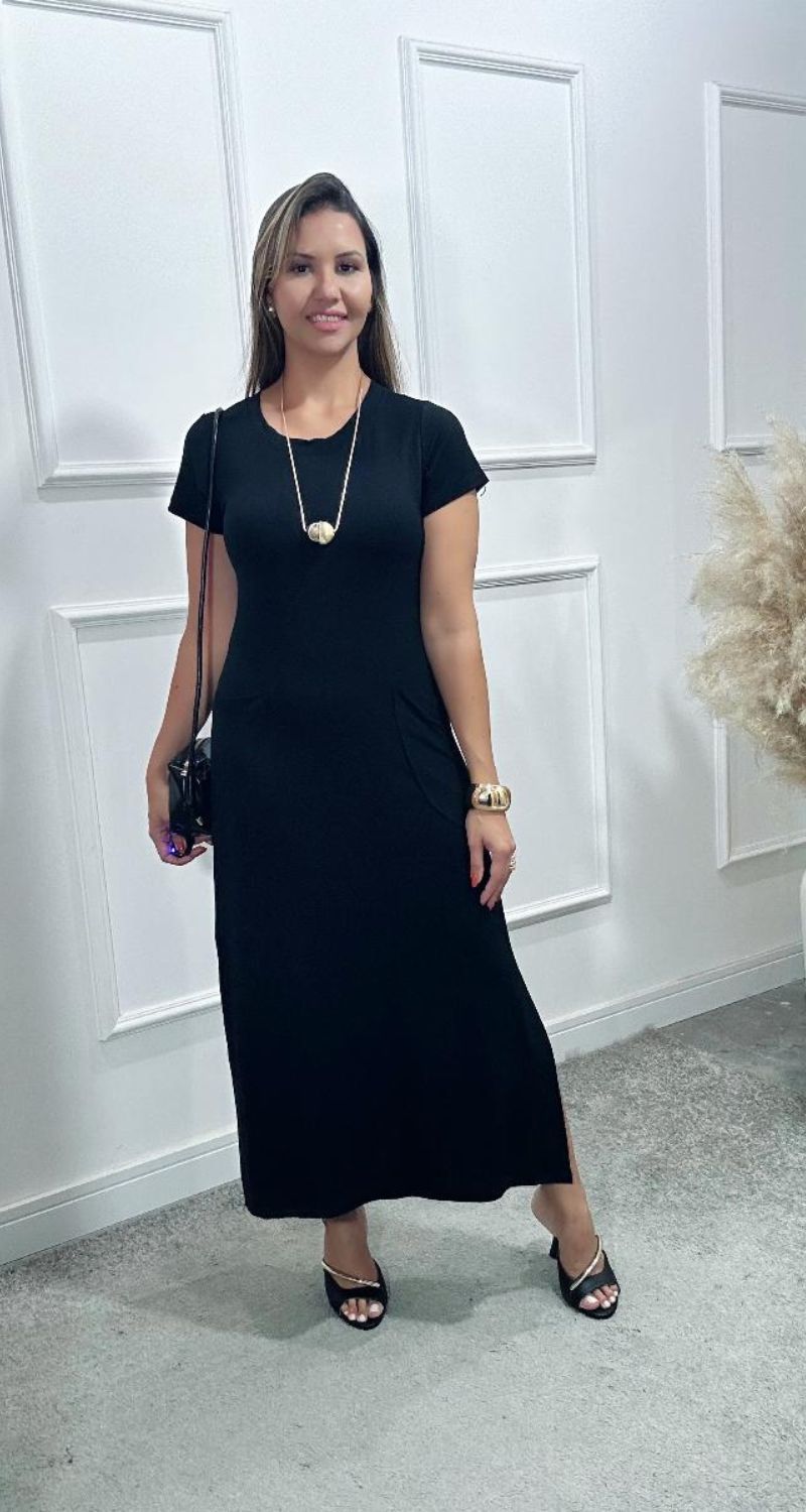 Vestido Longuete Ariede Preto