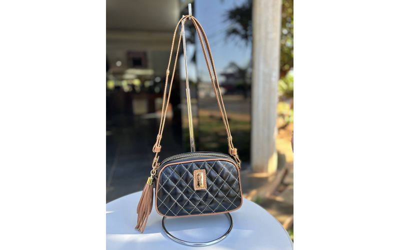 Bolsa em Couro Legítimo de Ombro e Transversal PRETO COURO/CELA TEX 40899