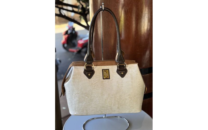 Bolsa em Couro Legítimo Lezard Cru / Café - 40947