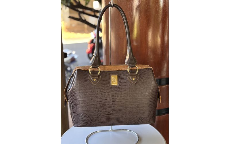 Bolsa em Couro Legítimo Lezard Café / Café - 40947 