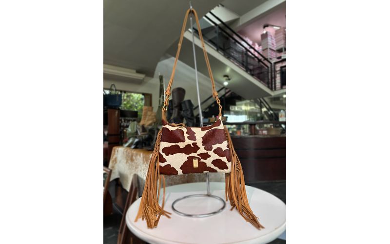 Bolsa Cow Print em Couro Legítimo de Ombro e Transversal