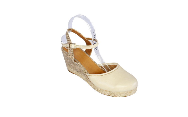 Sandália em Couro Legítimo - Off White / Linho Crú - 9009