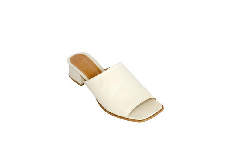 Tamanco em Couro Legítimo Off White - 6294 