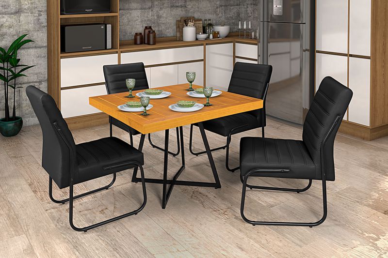 Mesa Com 4 Cadeiras Preta Opcionais - Jade - CONJJ... - Essencial Estofados - Loja da Fábrica
