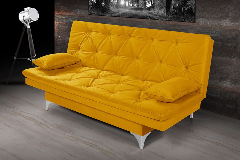 Sofá Cama 3 Lugares Multiuso Austria Amarelo Mosta... - Essencial Estofados - Loja da Fábrica