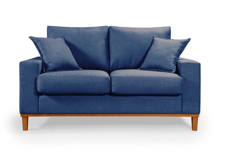 Sofá 2 Lugares em Linho Azul 1,50m - Living Istamb... - Martins & Ornelas Indústria Ltda - Essencial Estofados 