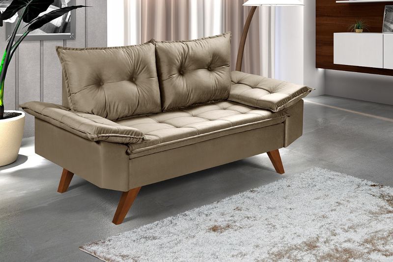 Sofá Bege Bariloche 2 Lugares em Suede - X7NVJF9XW - Essencial Estofados - Fábrica de Móveis