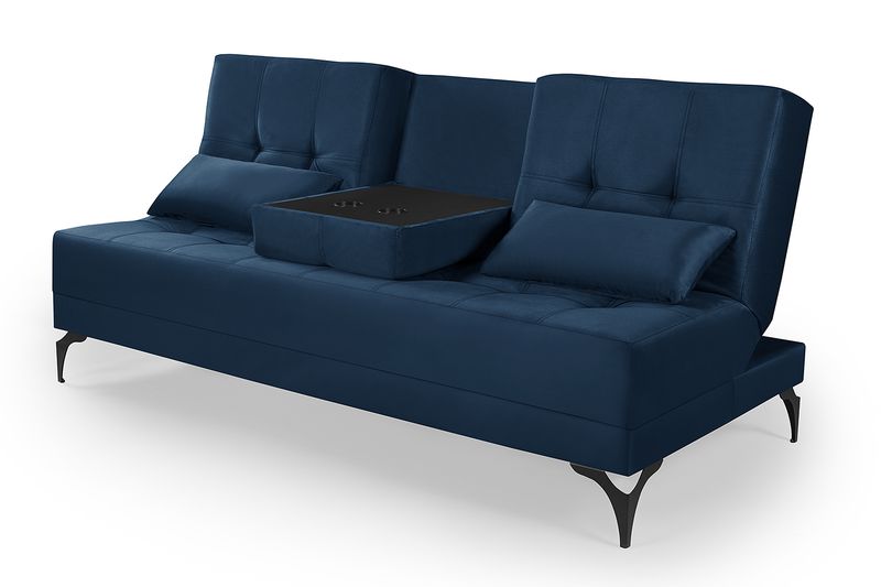 Sofá Cama Solteiro Reclinável em Suede Azul Marinh... - Essencial Estofados - Loja da Fábrica