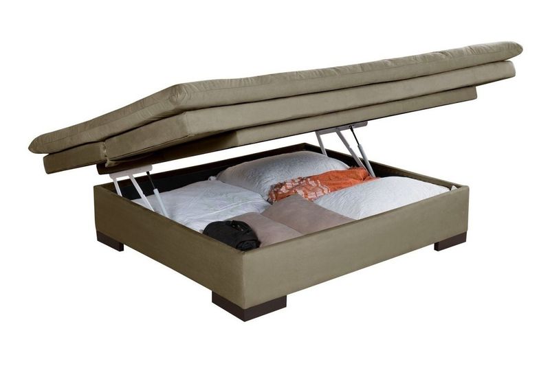 Sofá Cama Com Bau Reclinável Suede Liso - Chocolat... - Essencial Estofados - Fábrica de Móveis