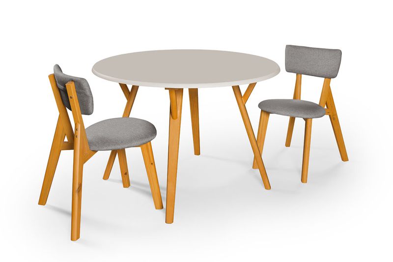Conjunto de Mesa Com 2 Cadeiras Liz em Linho Cinza... - Essencial Estofados - Fábrica de Móveis