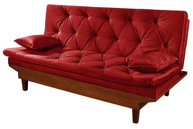 Sofá Cama Vermelho Reclinável Caribe 3 Posições em... - Essencial Estofados - Fábrica de Móveis