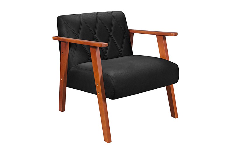 Poltrona Decorativa Resistente em Suede Preto - Ma... - Essencial Estofados - Fábrica de Móveis