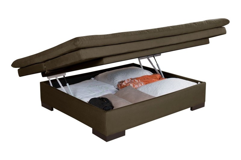Sofá Cama Com Baú Reclinável Suede Liso - Marrom -... - Essencial Estofados - Fábrica de Móveis
