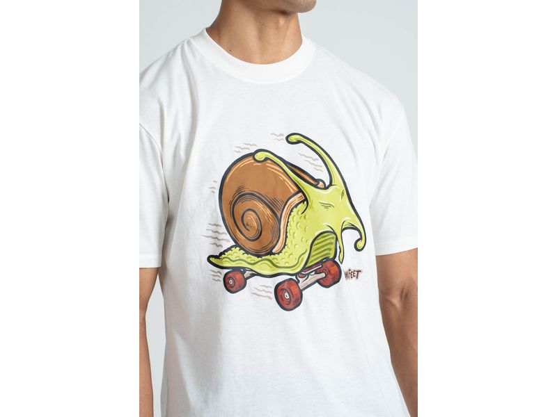 Camiseta Estampada Landfeet Tema Caramujo Fun Off White