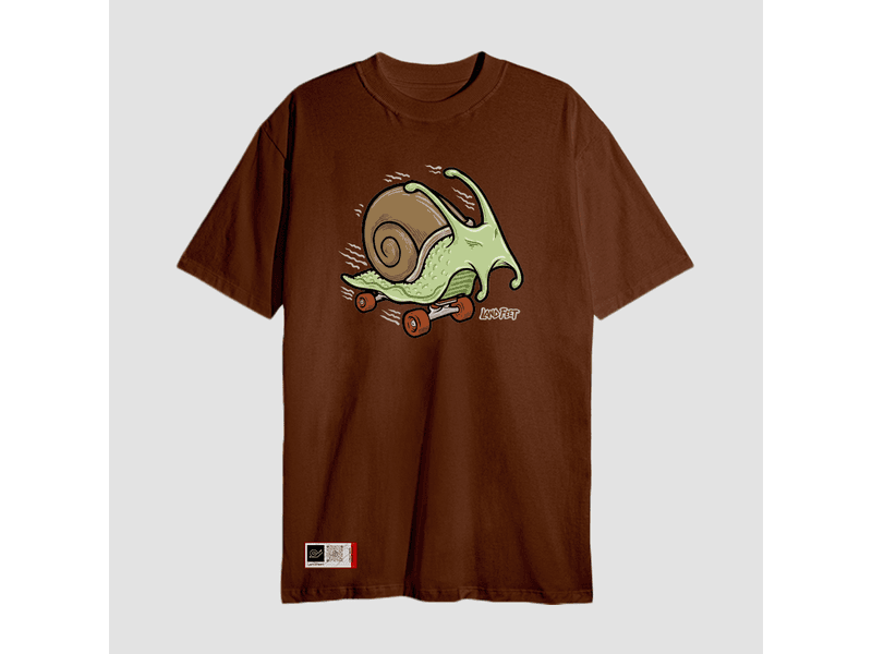 Camiseta Estampada Landfeet Tema Caramujo Fun Marrom