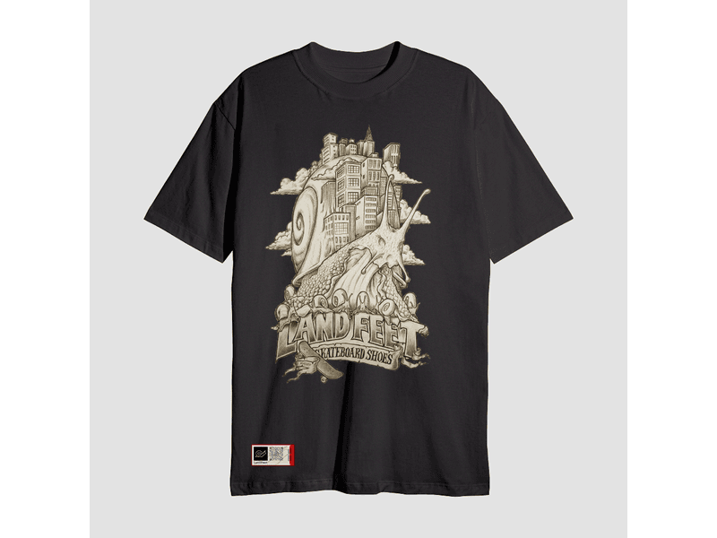Camiseta Estampada Landfeet Preta Tema Cidade