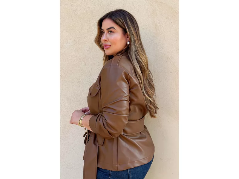 Jaqueta Olga Coffee | TAMTAUM PLUS SIZE FASHION