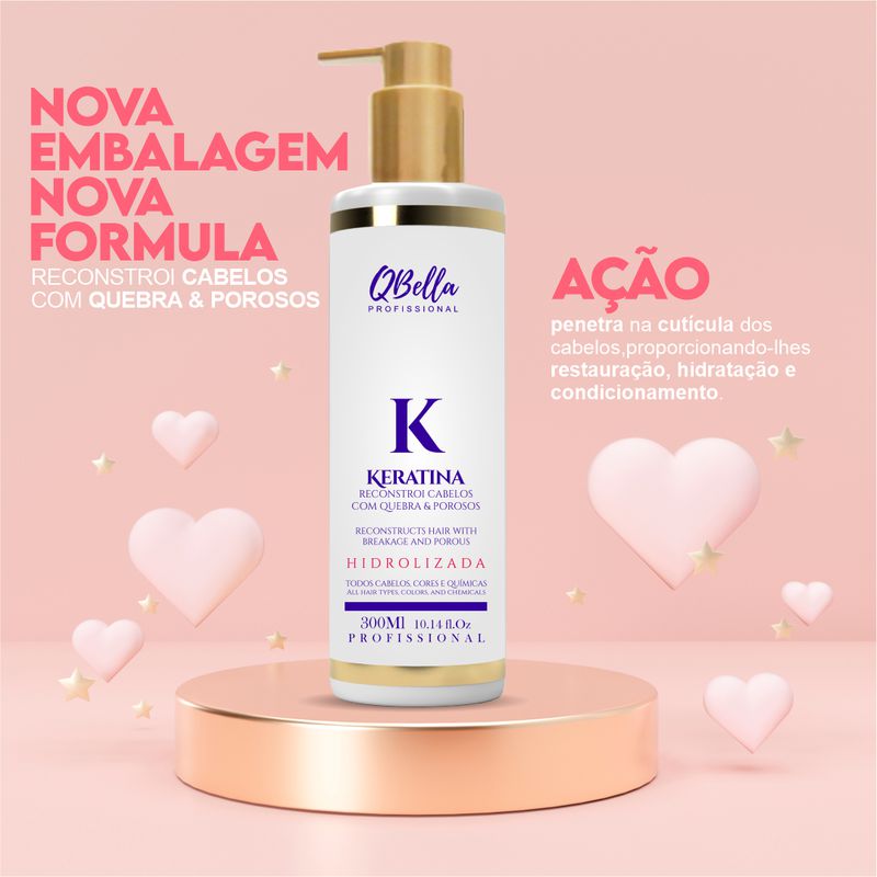 keratina Hidrolizada QBella Profissional 300ml