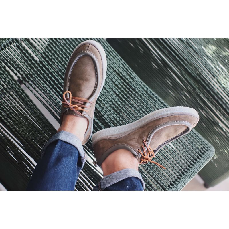 Sapato Casual Couro Legítimo Nobuck Cimento Sola T... - Berlutini Shoes