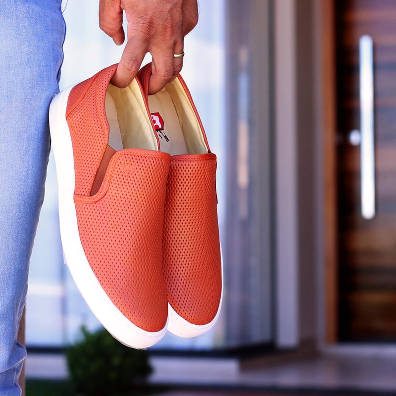 Sapatênis Slip On Couro Terracota Forro de Couro B... - Berlutini Shoes