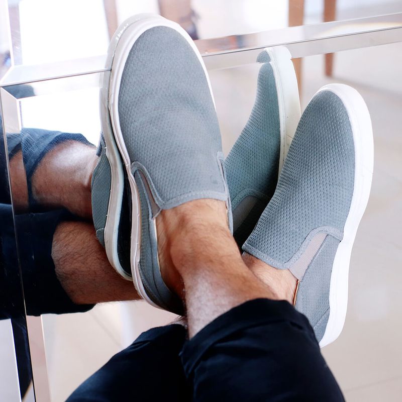 Sapatênis Slip On Camurça Cinza Forro de Couro Ber... - Berlutini Shoes