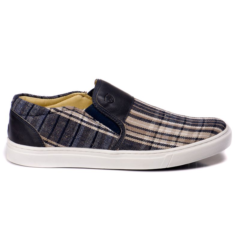 Sapatênis Slip On Xadrez Azul Forro de Couro Berlu... - Berlutini Shoes