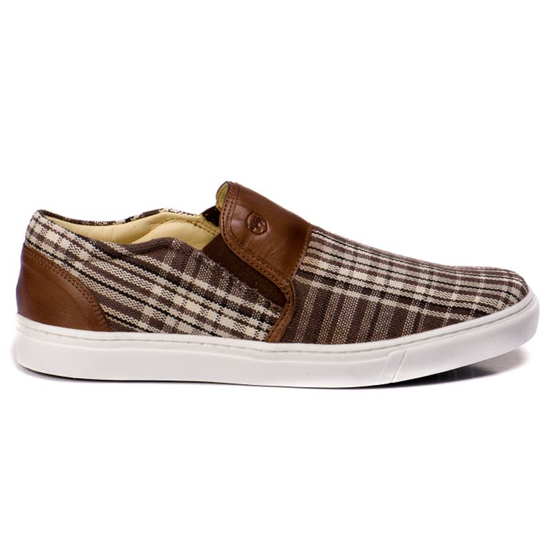 Sapatênis Slip On Xadrez Café Forro de Couro Berlu... - Berlutini Shoes