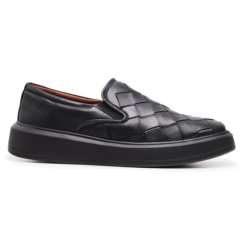 Slip On Couro Tressê All Black Cloud - Berlutini Shoes