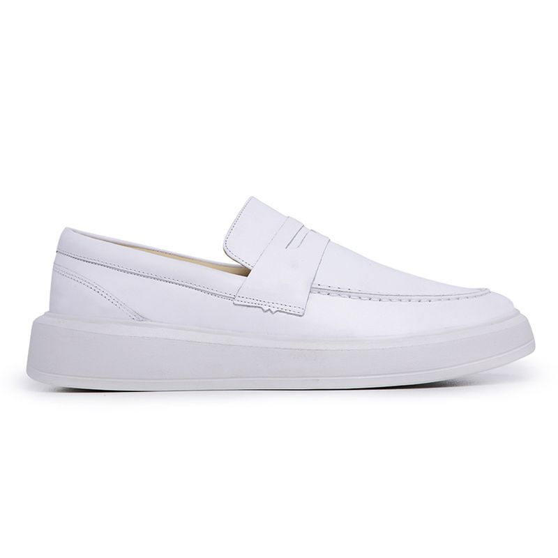 Sapato Masculino Mocassim Master Couro Branco Sola... - Berlutini Shoes