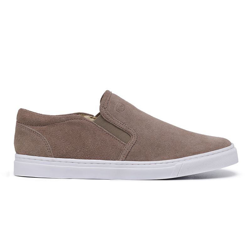 Tênis Slip On Masculino Couro Carmurça Taupe Forro... - Berlutini Shoes