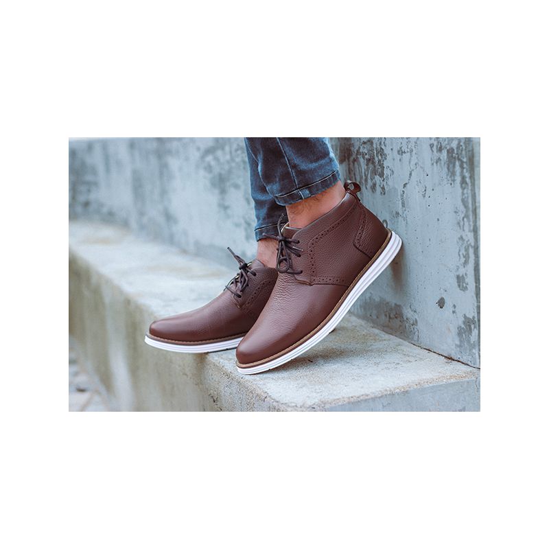 Bota Masculina Couro Legítimo Café Forro de Couro ... - Berlutini Shoes