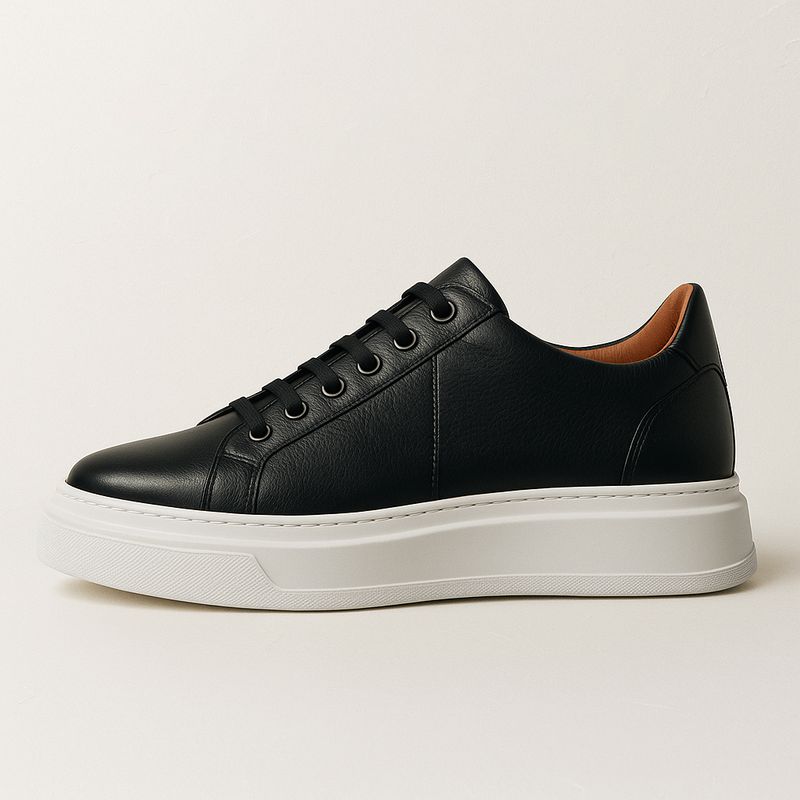 Tênis Casual Pulse Sneaker Preto Em Couro - Berlutini Shoes