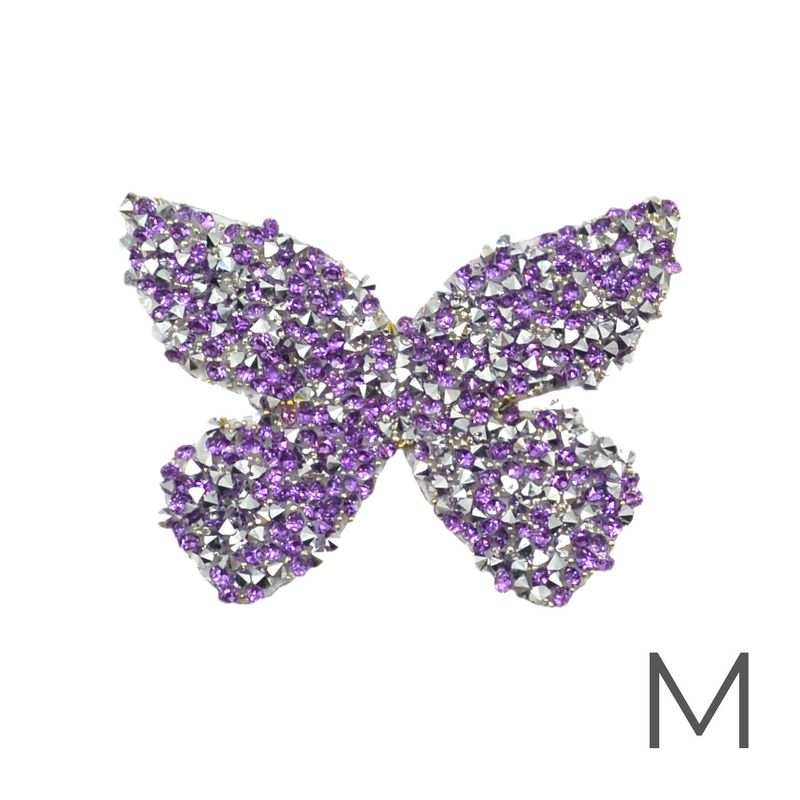 Aplique de Strass em formato de Borboleta M (5,5 x 4cm) - Purple