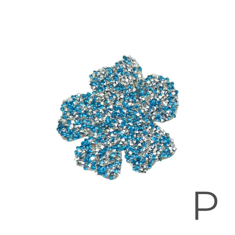Aplique de Strass em formato de Flor P (5,5 x 5,5cm) - Blue