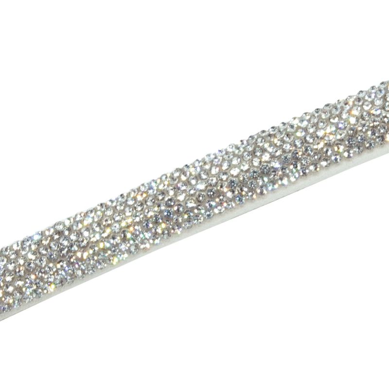 Tira de Strass Meia Cana Bee 10mm - Pedra Cristal, Forro Marfim 