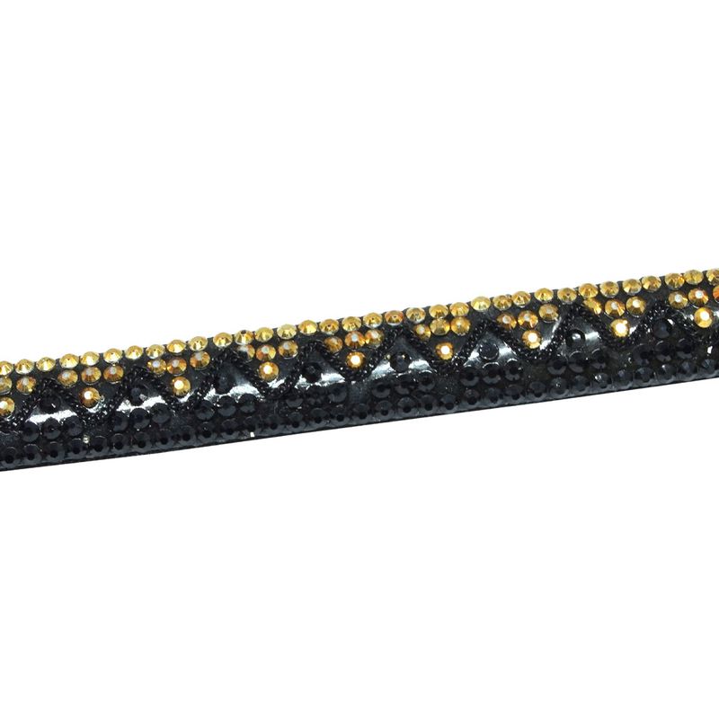 Tira de Strass Meia Cana Missone 12mm - Ouro/Preto, Forro Preto