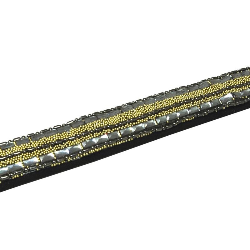 Tira de Strass Meia Cana Beed Vegas 16mm - Grafite, Forro Preto